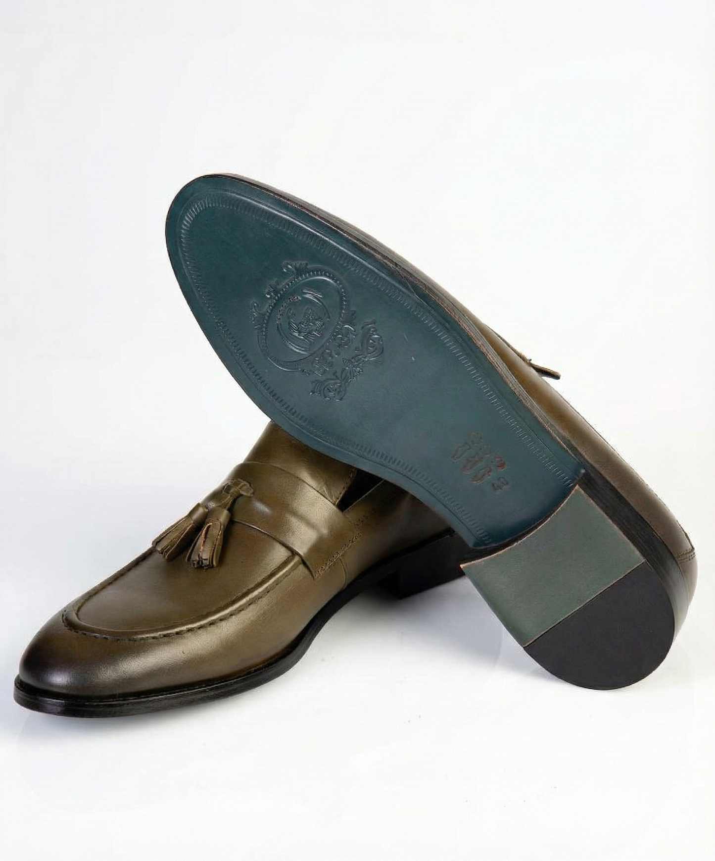 Olive Green Tassel Loafers – 100% Turkish Leather