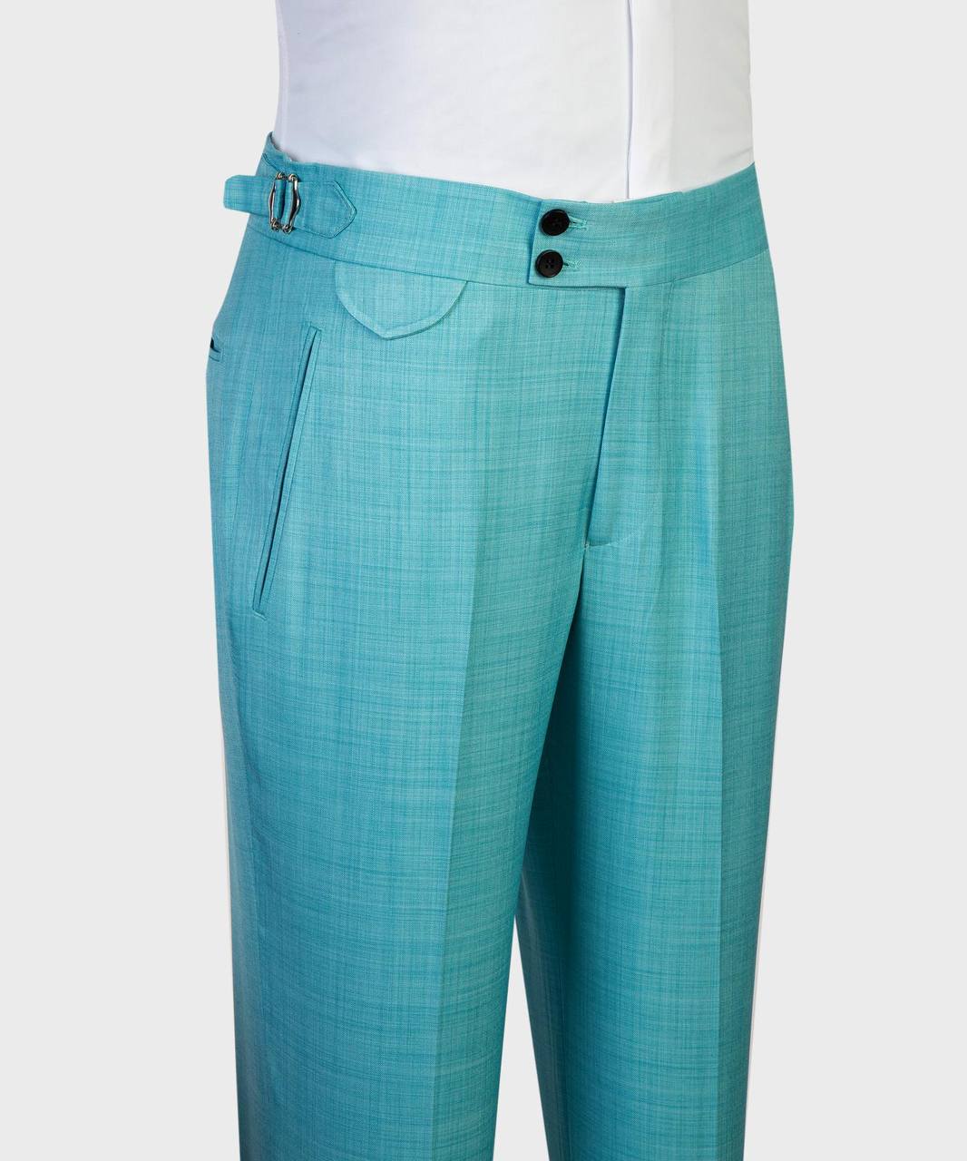 Aqua Blue Double Breasted Suit - styling detail