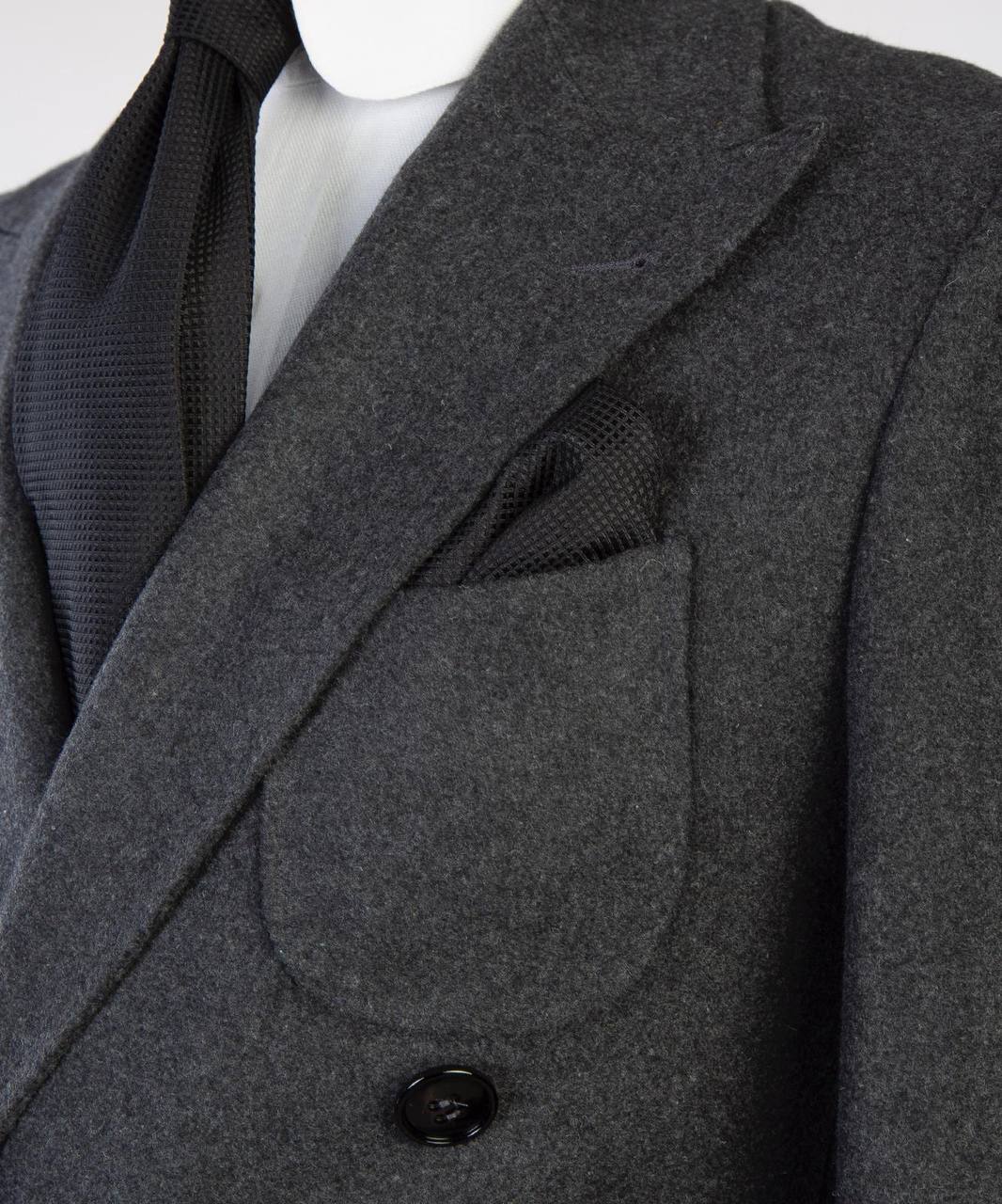 Charcoal Gray Double Breasted Coat - side view