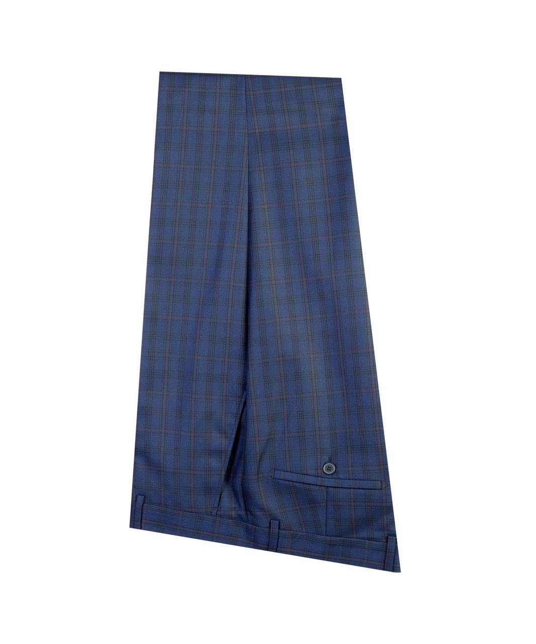 Navy Blue & Charcoal Plaid Double Breasted Suit