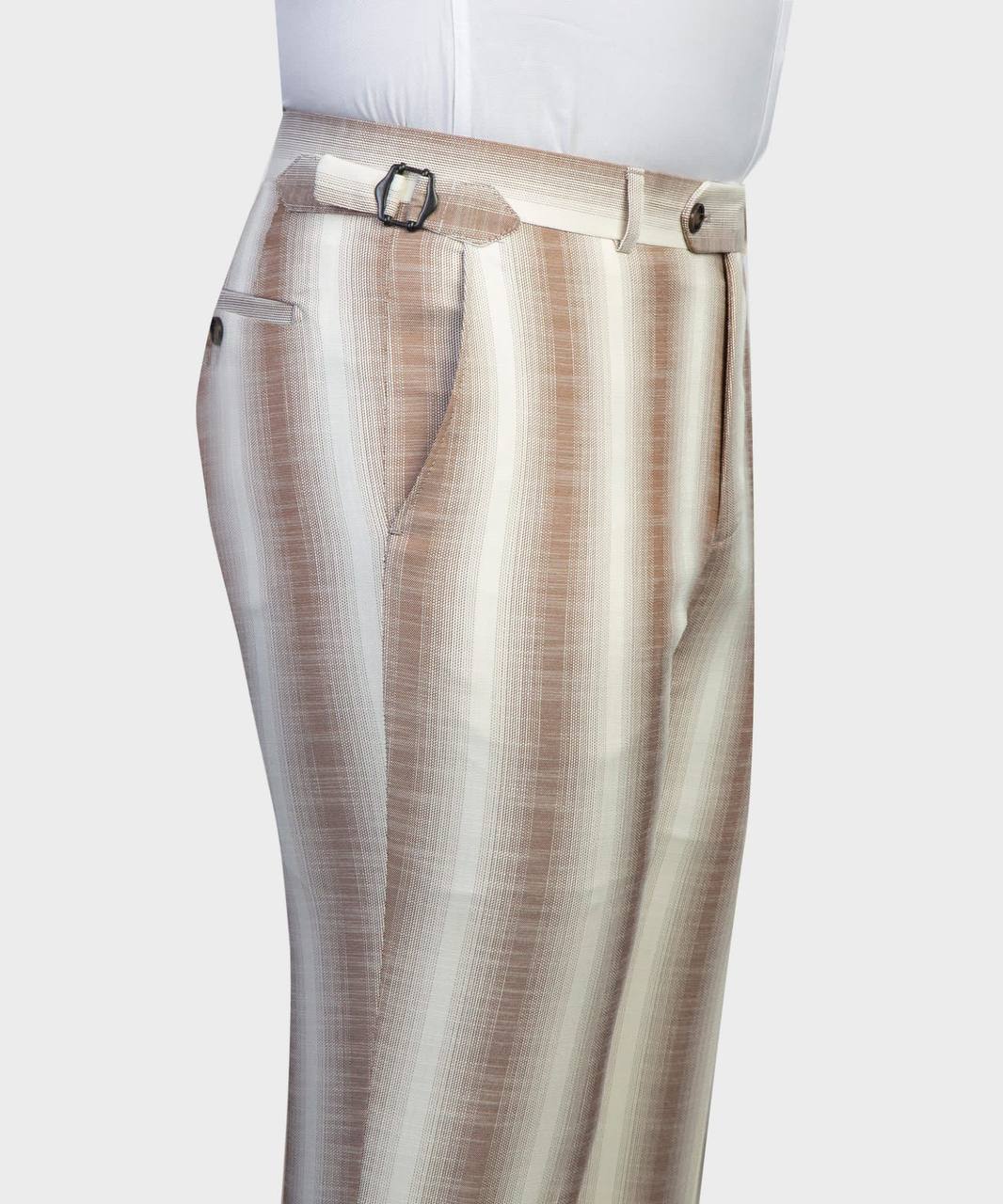 Champagne & Tan Striped Three-Piece Suit - back view