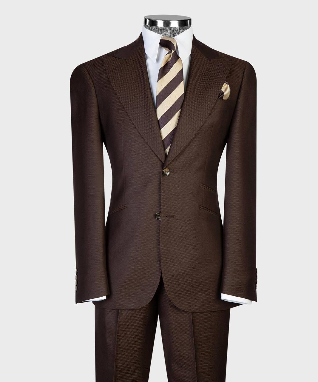 Espresso Birdseye Three-Piece Suit - close-up