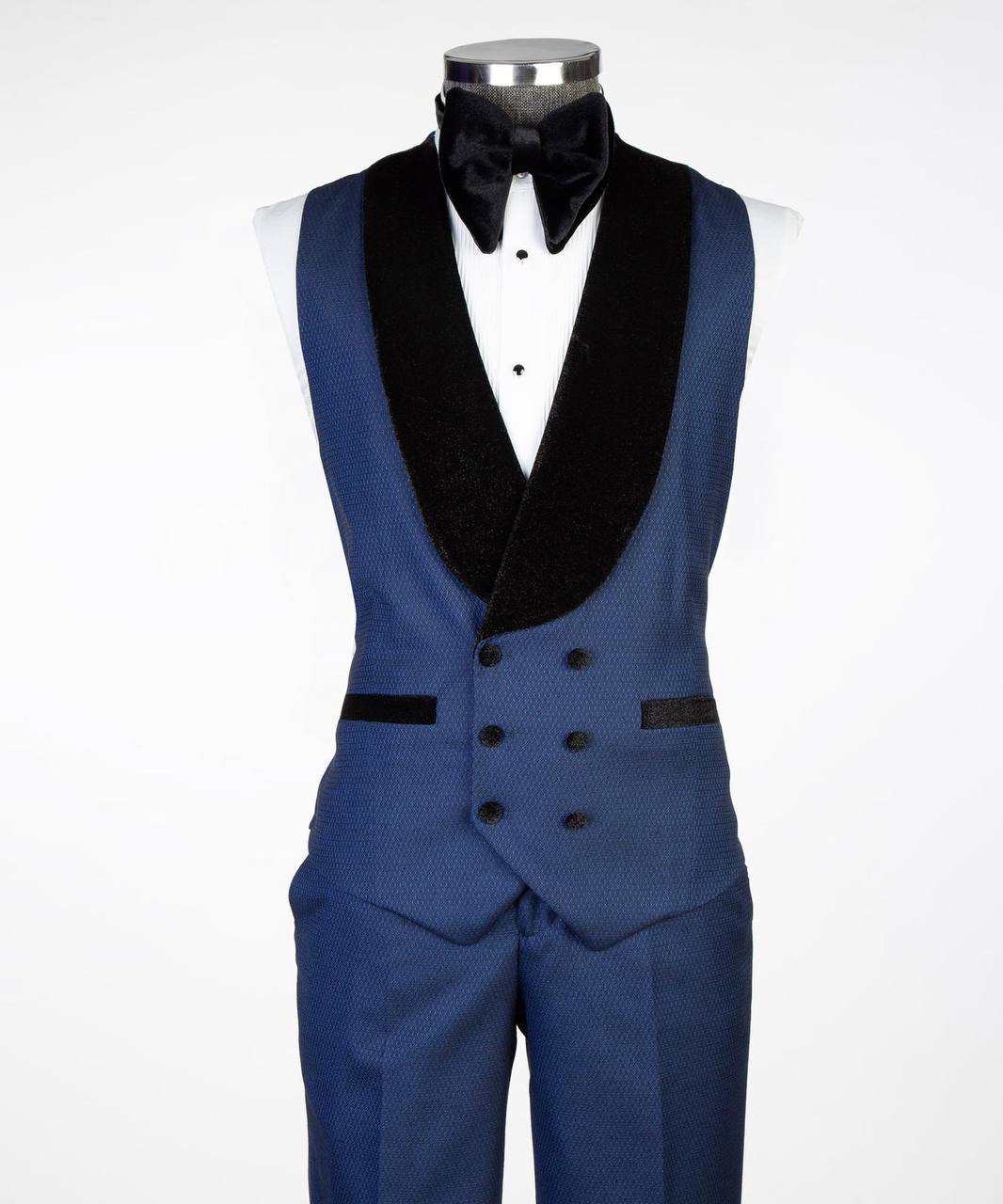 Royal Blue Three-Piece Tuxedo | Velvet Shawl Collar from The Third Gentleman, product view 6