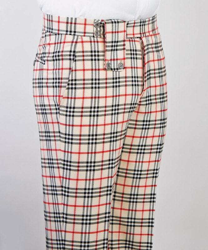 Cream plaid double-breasted suit angled view from The Third Gentleman