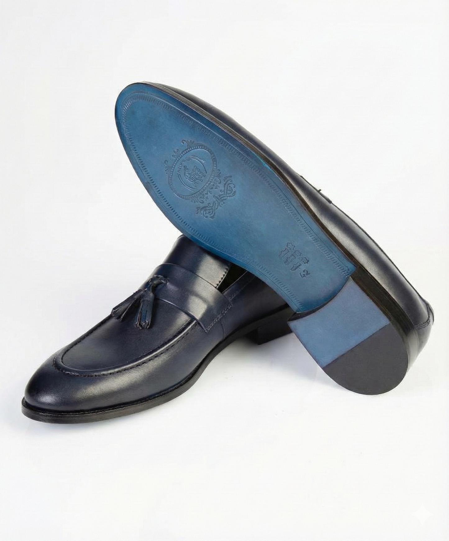 Midnight Navy Tassel Loafers – 100% Turkish Leather