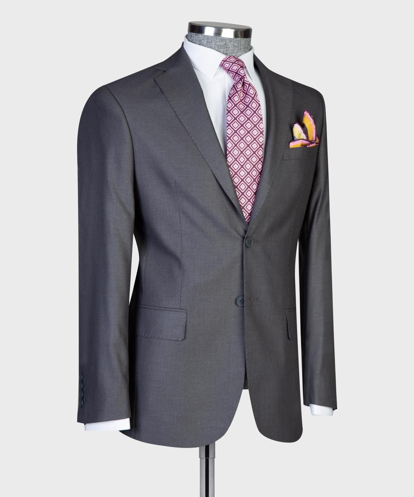 Slate Gray 2 Button Suit - detail view