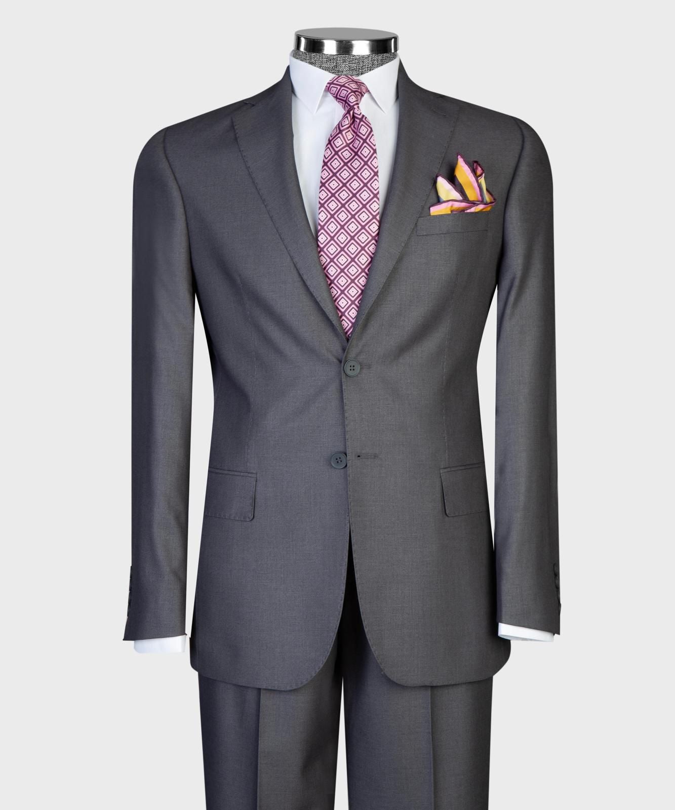 Slate Gray 2 Button Suit - front view - The Third Gentleman