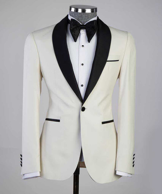 Ivory tuxedo with black shawl collar from The Third Gentleman