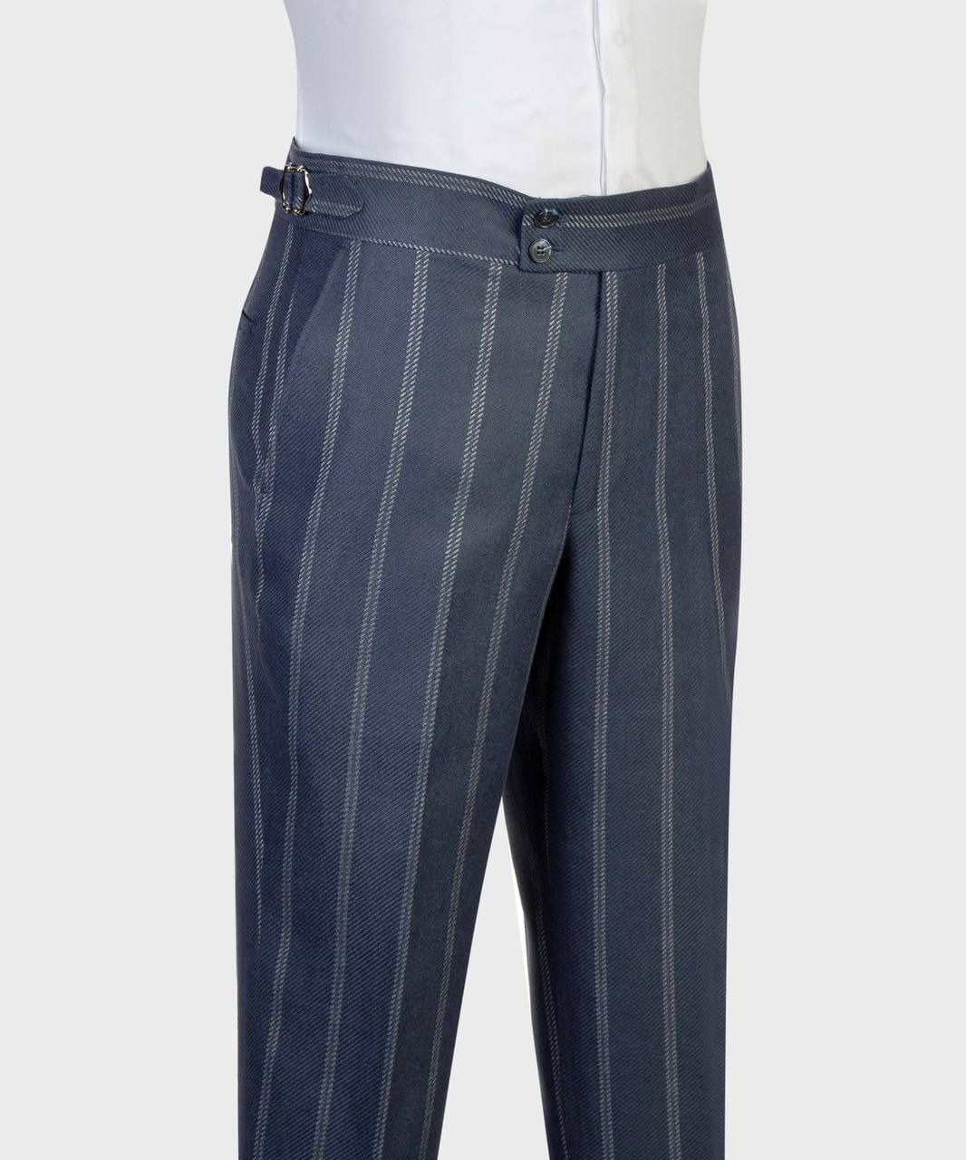 Navy pinstripe suit trousers from The Third Gentleman, trouser detail
