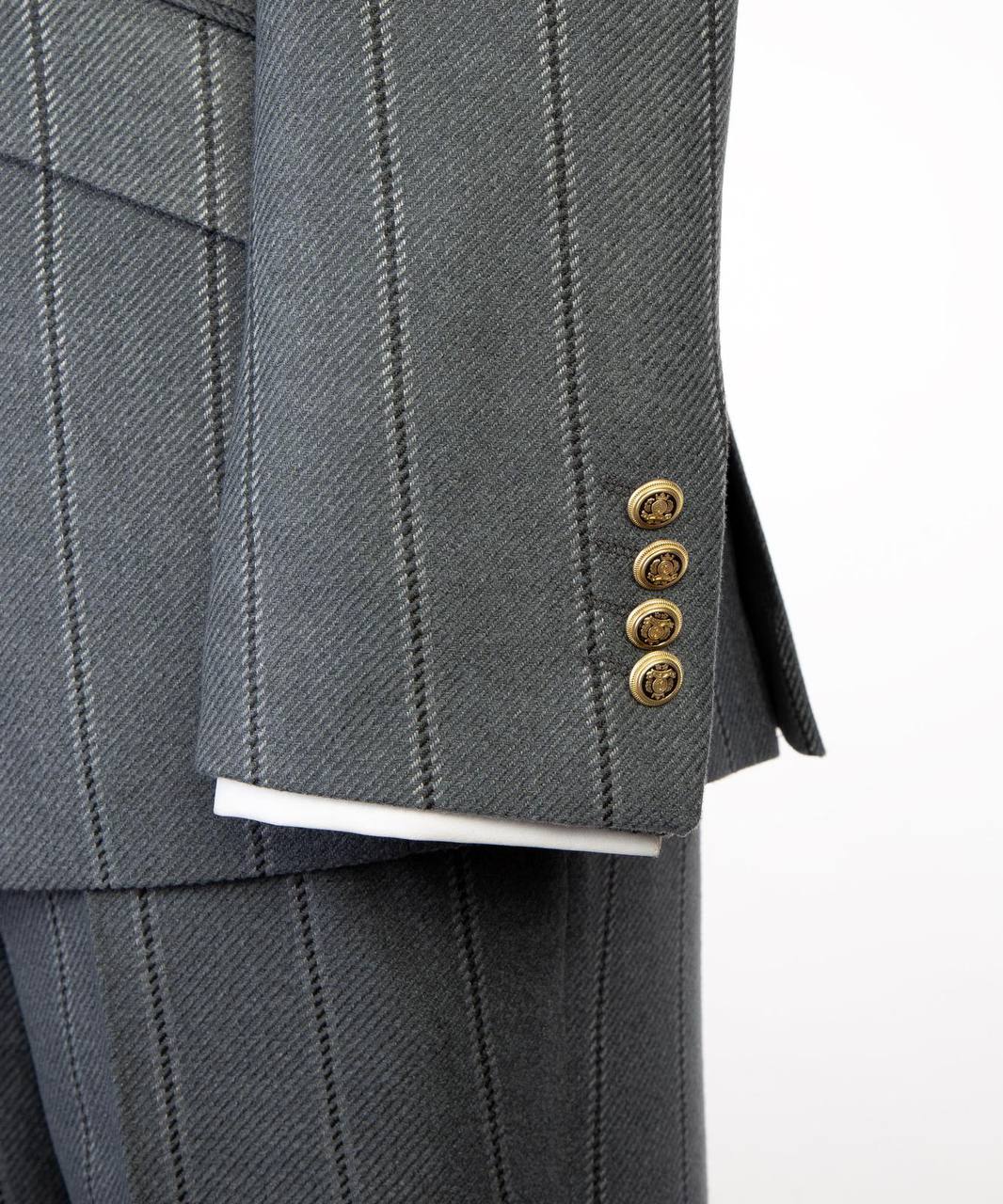 Slate blue pinstripe suit from The Third Gentleman, cuff detail