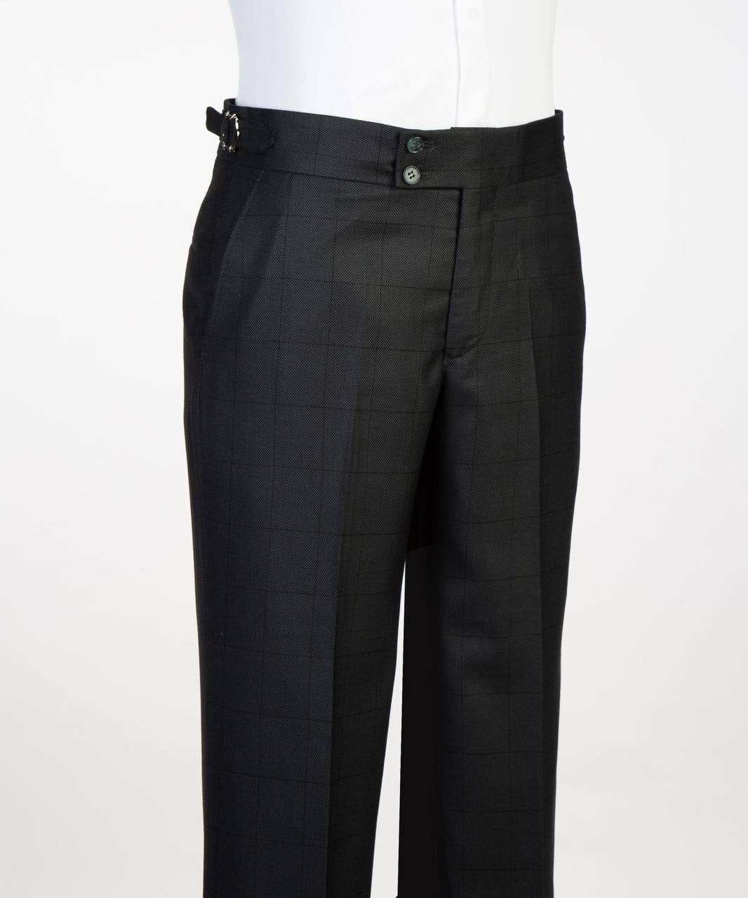 Black windowpane double-breasted suit with gold buttons from The Third Gentleman, product view 6