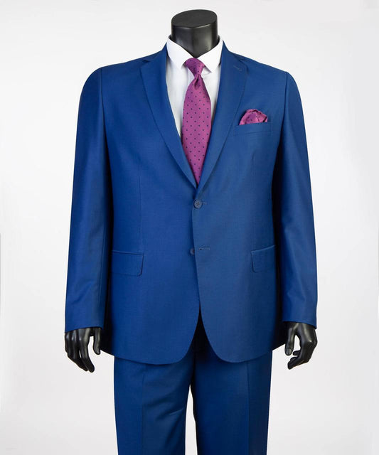 Royal blue Super 200’s wool extended size suit with notch lapel from The Third Gentleman