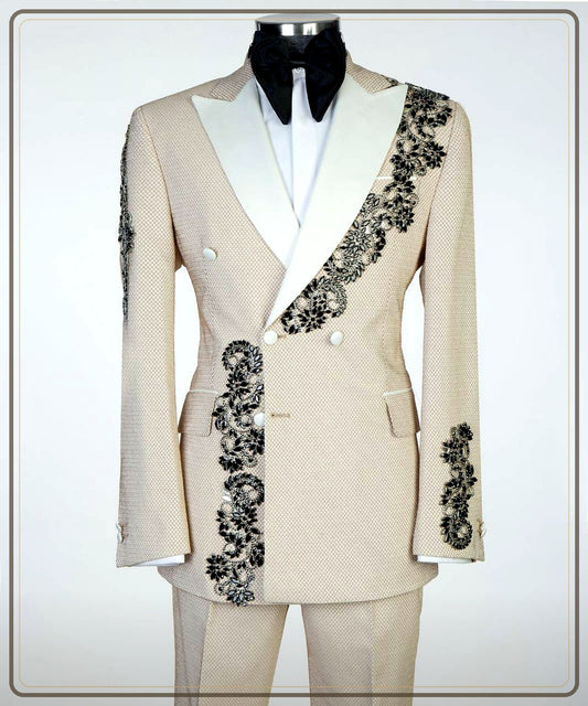 Ivory Alabaster Embellished Tuxedo | Signature Peak Lapel premium hero from The Third Gentleman