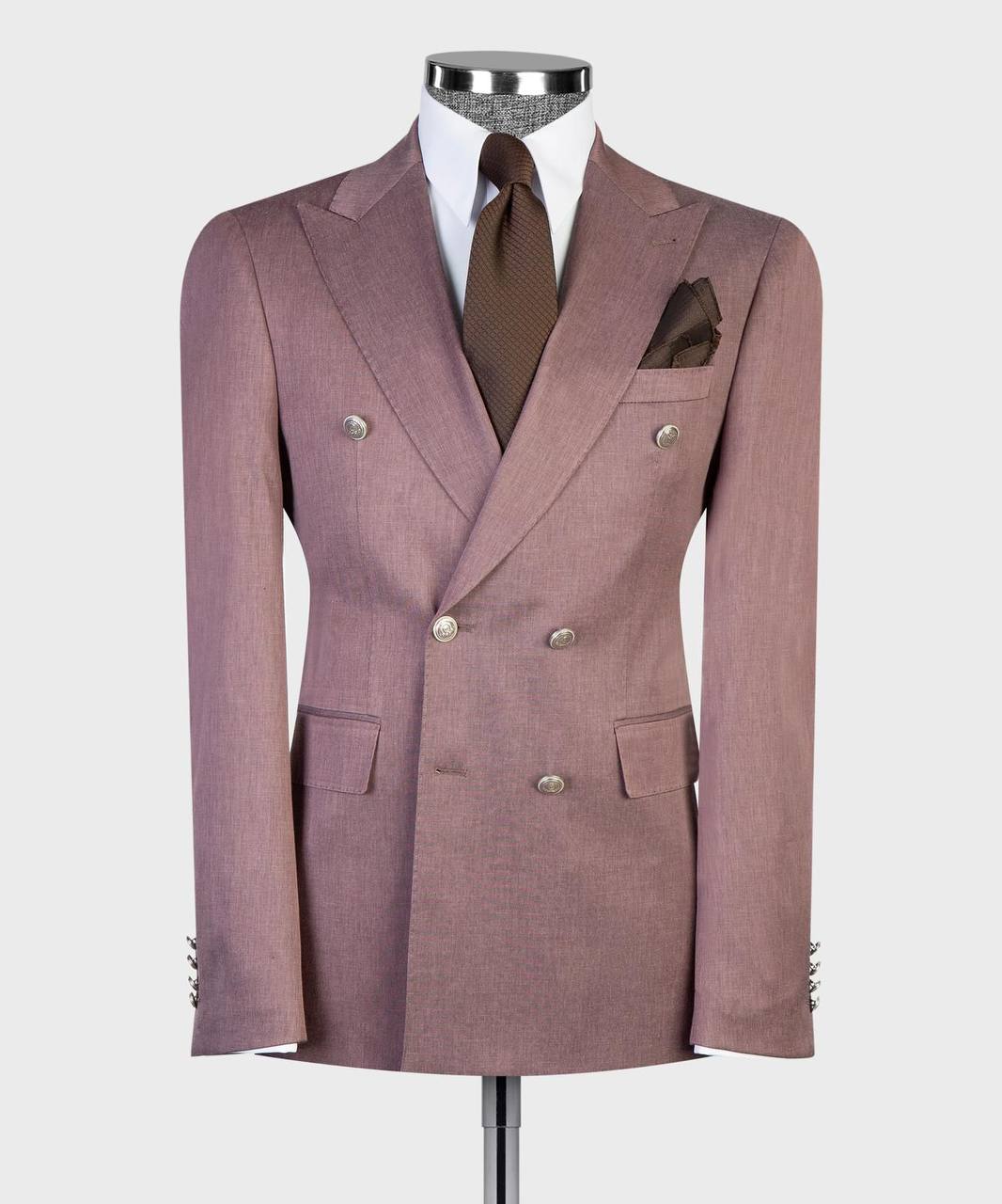 Brown Tinted Plum Double Breasted Suit