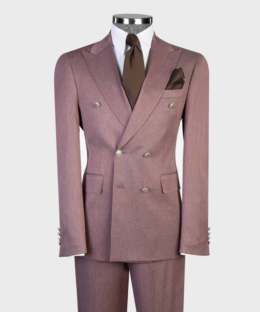 Brown Tinted Plum Double Breasted Suit