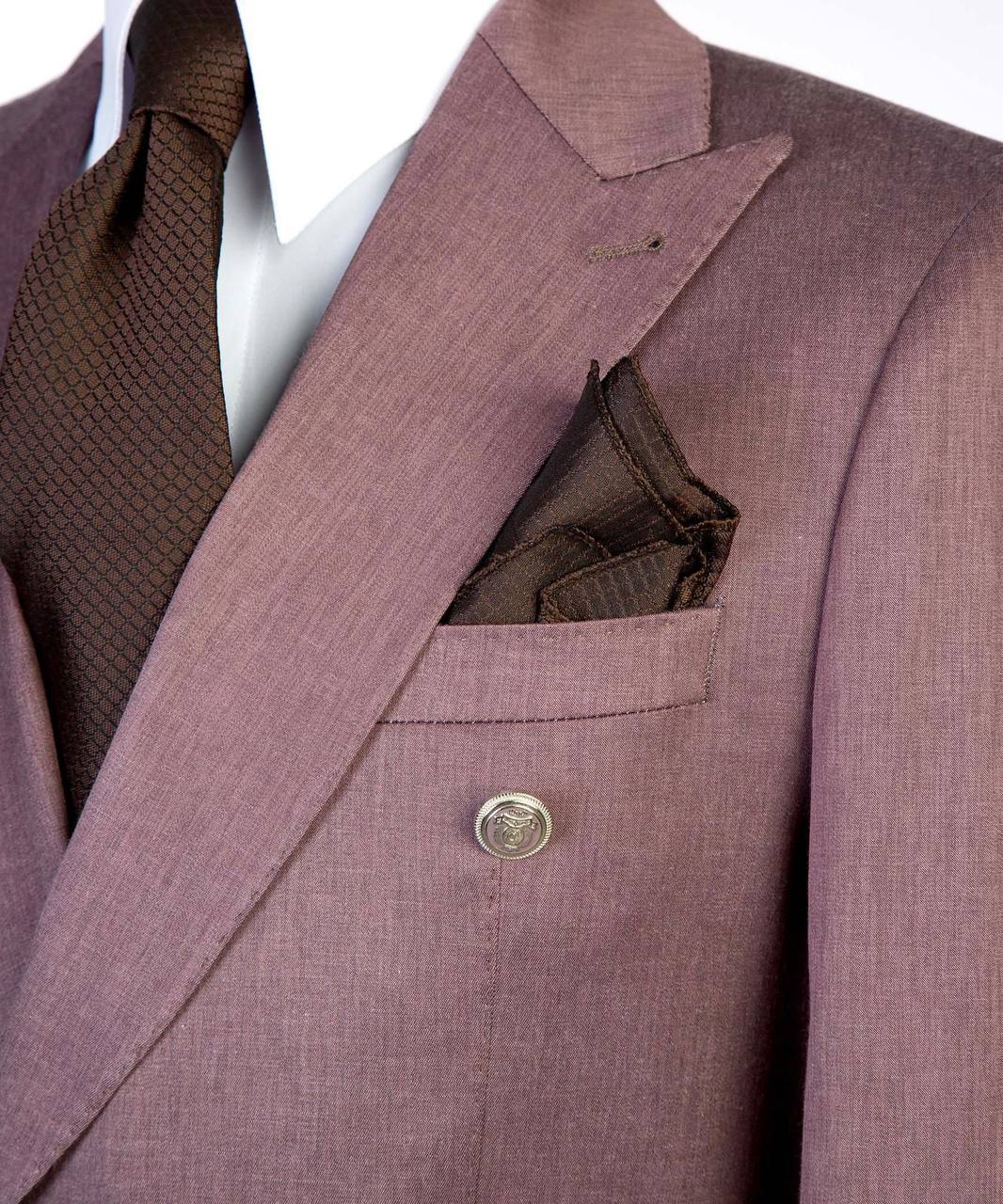 Brown Tinted Plum Double Breasted Suit
