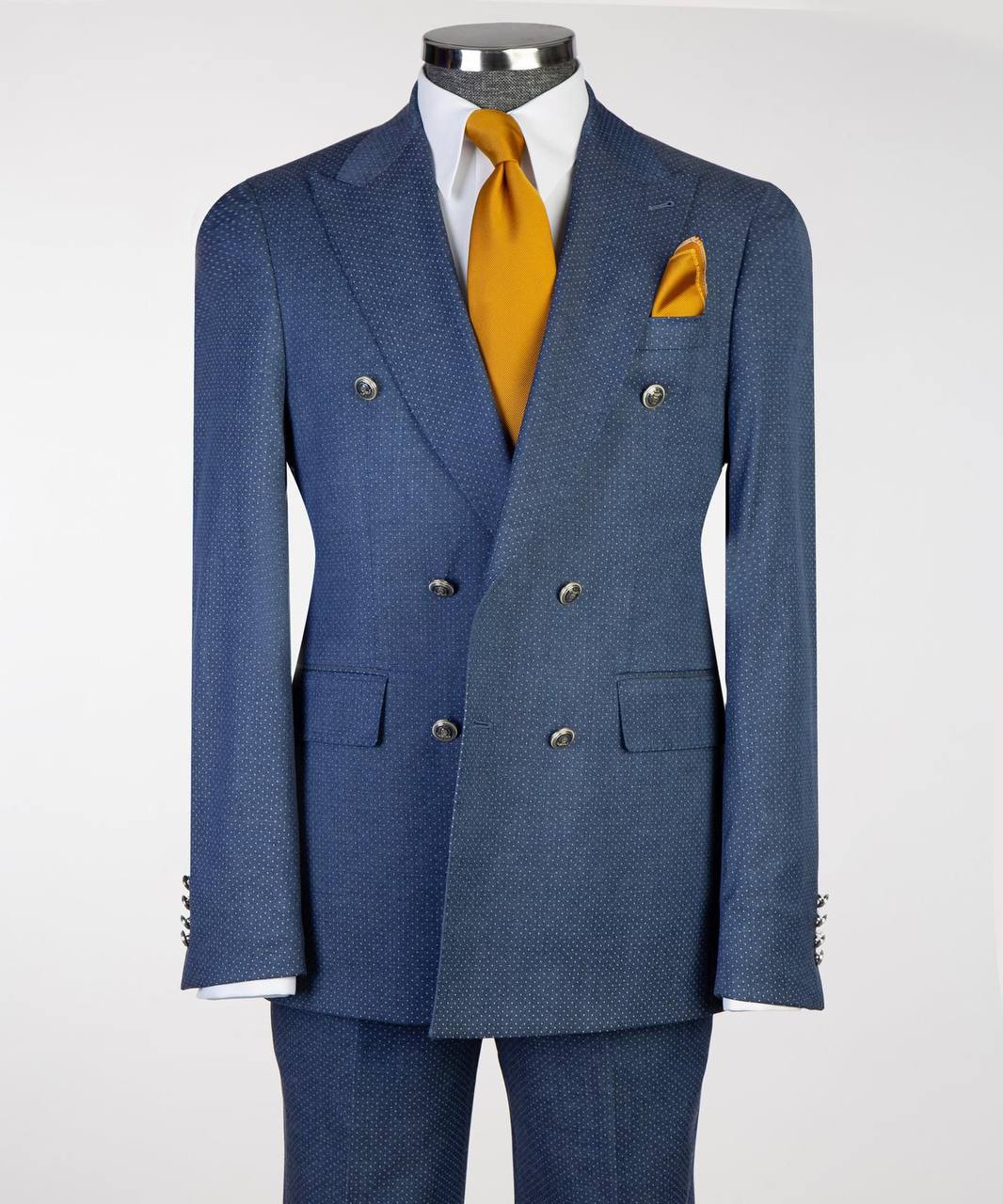 Dotted Blue Double Breasted Suit