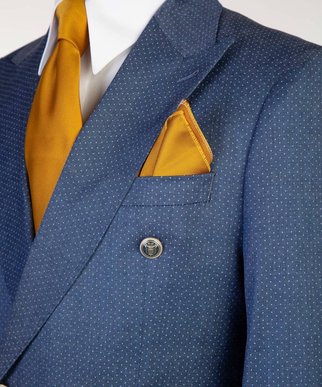 Dotted Blue Double Breasted Suit