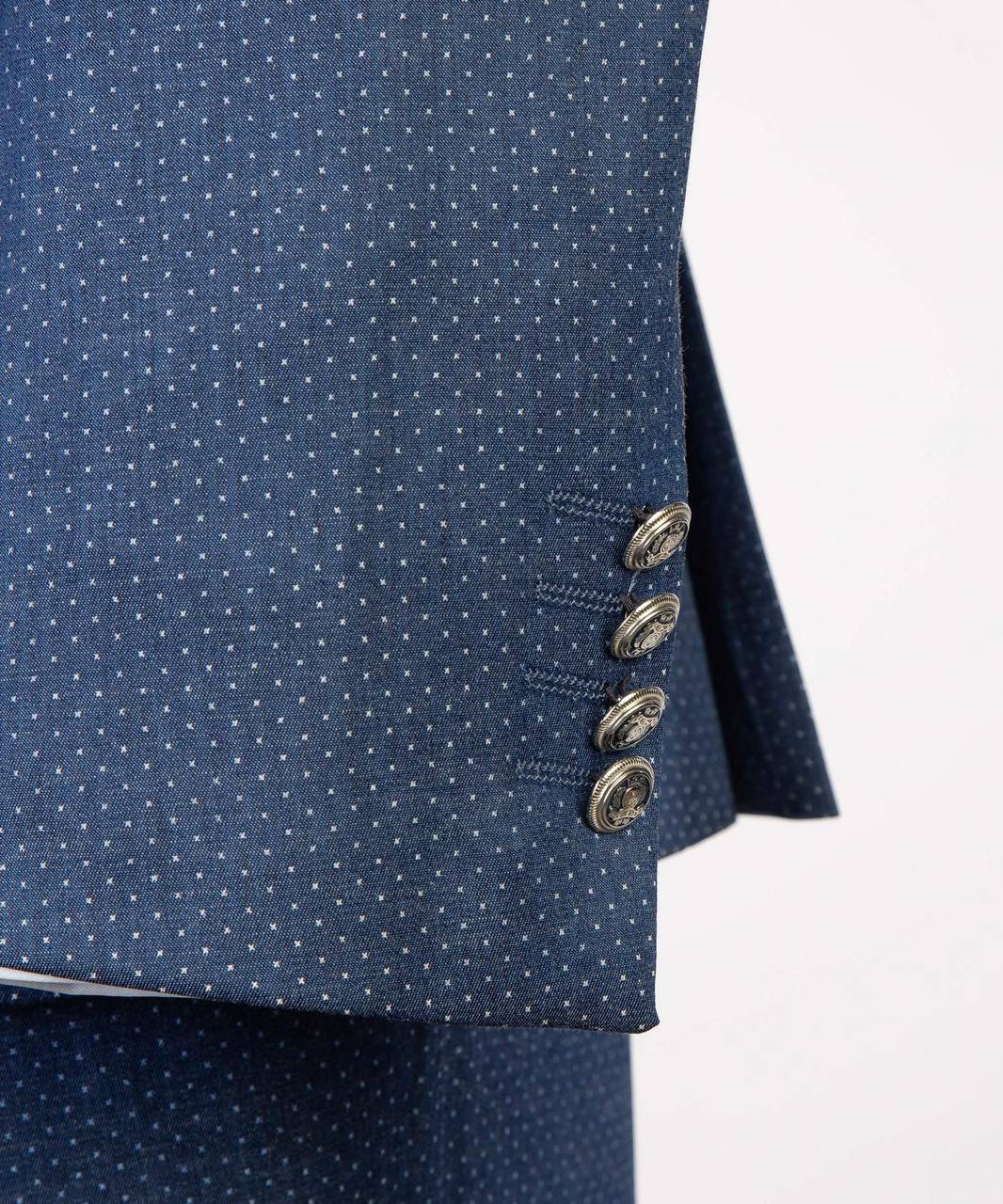 Dotted Blue Double Breasted Suit