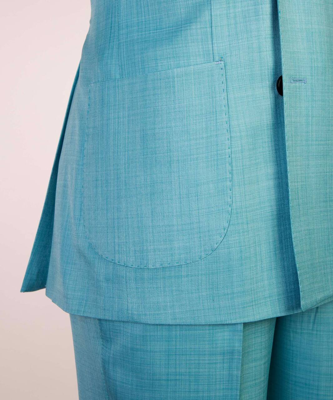 Aqua Blue Double Breasted Suit - back view