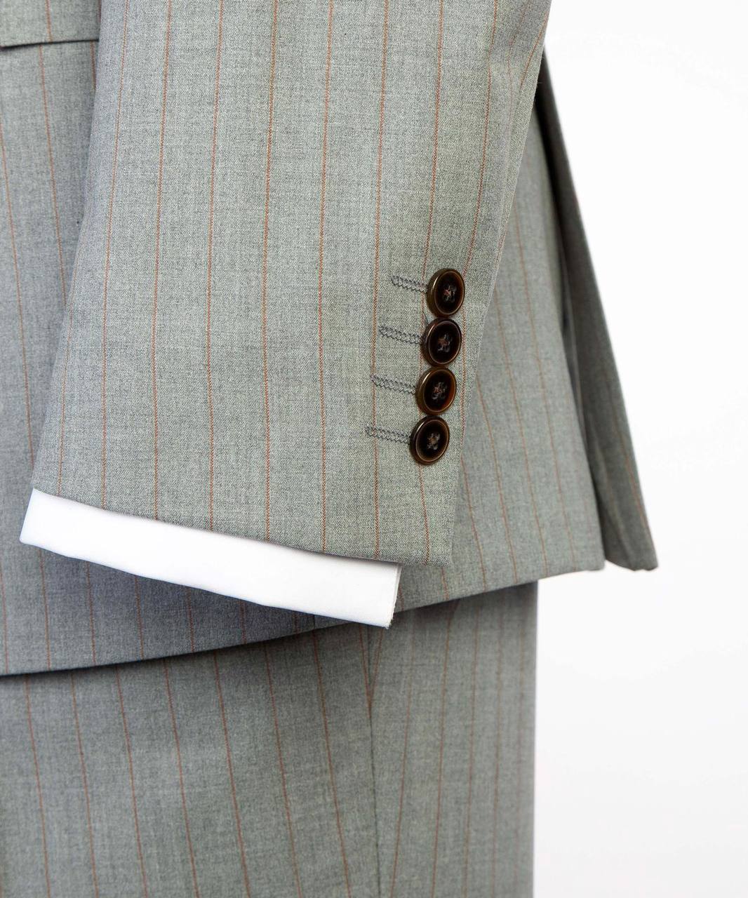 Slate Gray / Brown Pinstripes Double Breasted Suit