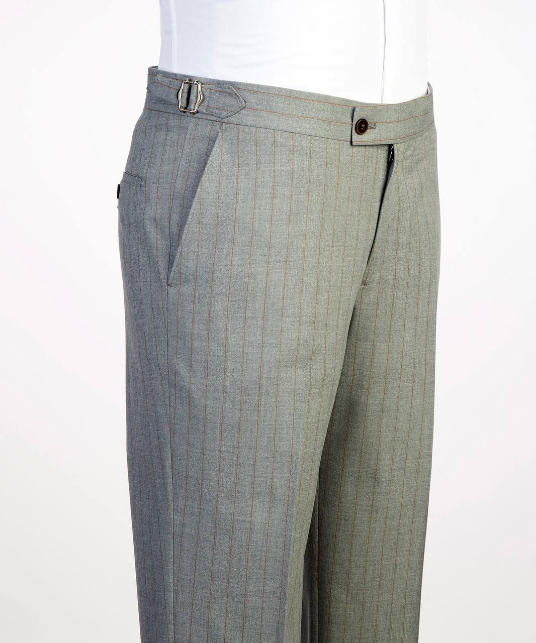 Slate Gray / Brown Pinstripes Double Breasted Suit