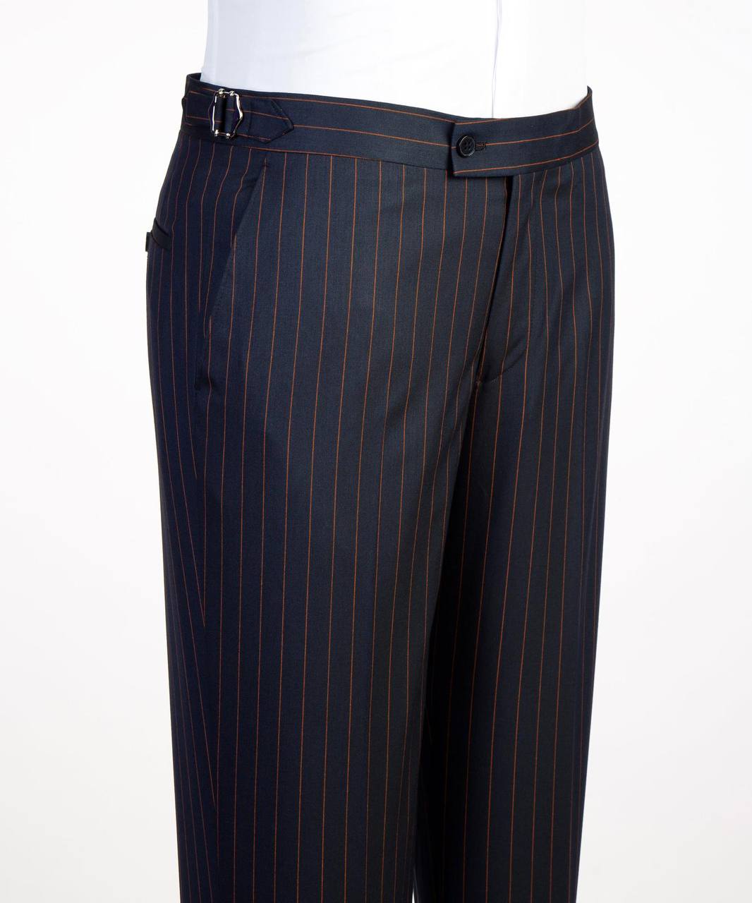 Navy Blue / Orange Pinstripes Double Breasted Suit