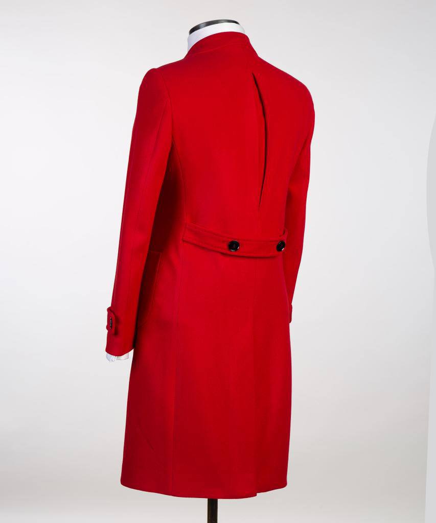 Vivid Scarlet Double Breasted Coat - detail view