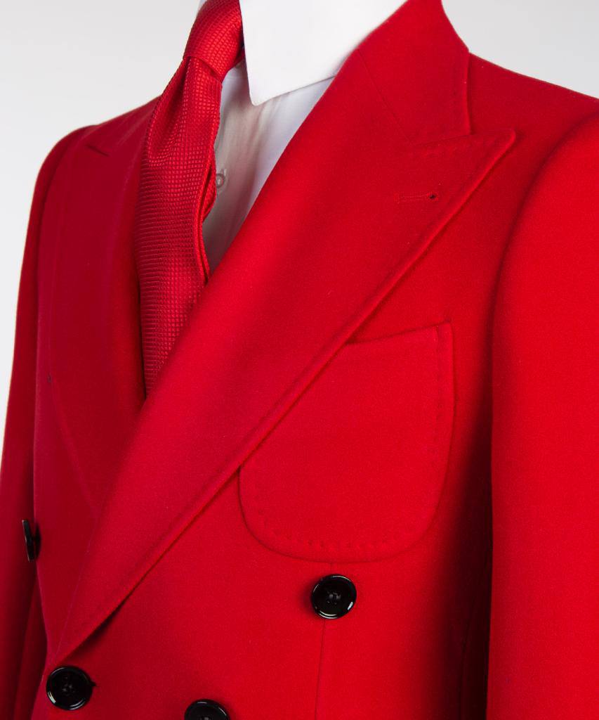 Vivid Scarlet Double Breasted Coat - side view
