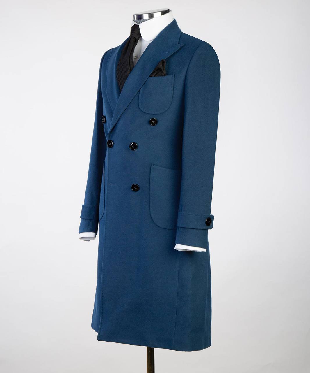 Deep Teal Double Breasted Coat - alternate angle
