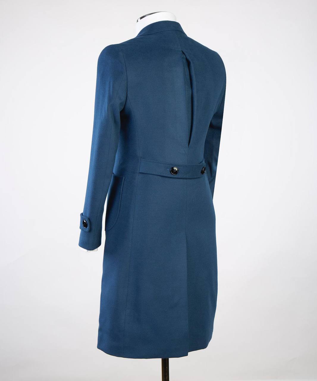 Deep Teal Double Breasted Coat - detail view