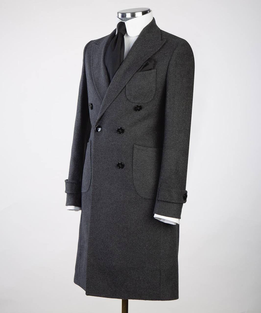 Charcoal Gray Double Breasted Coat - alternate angle