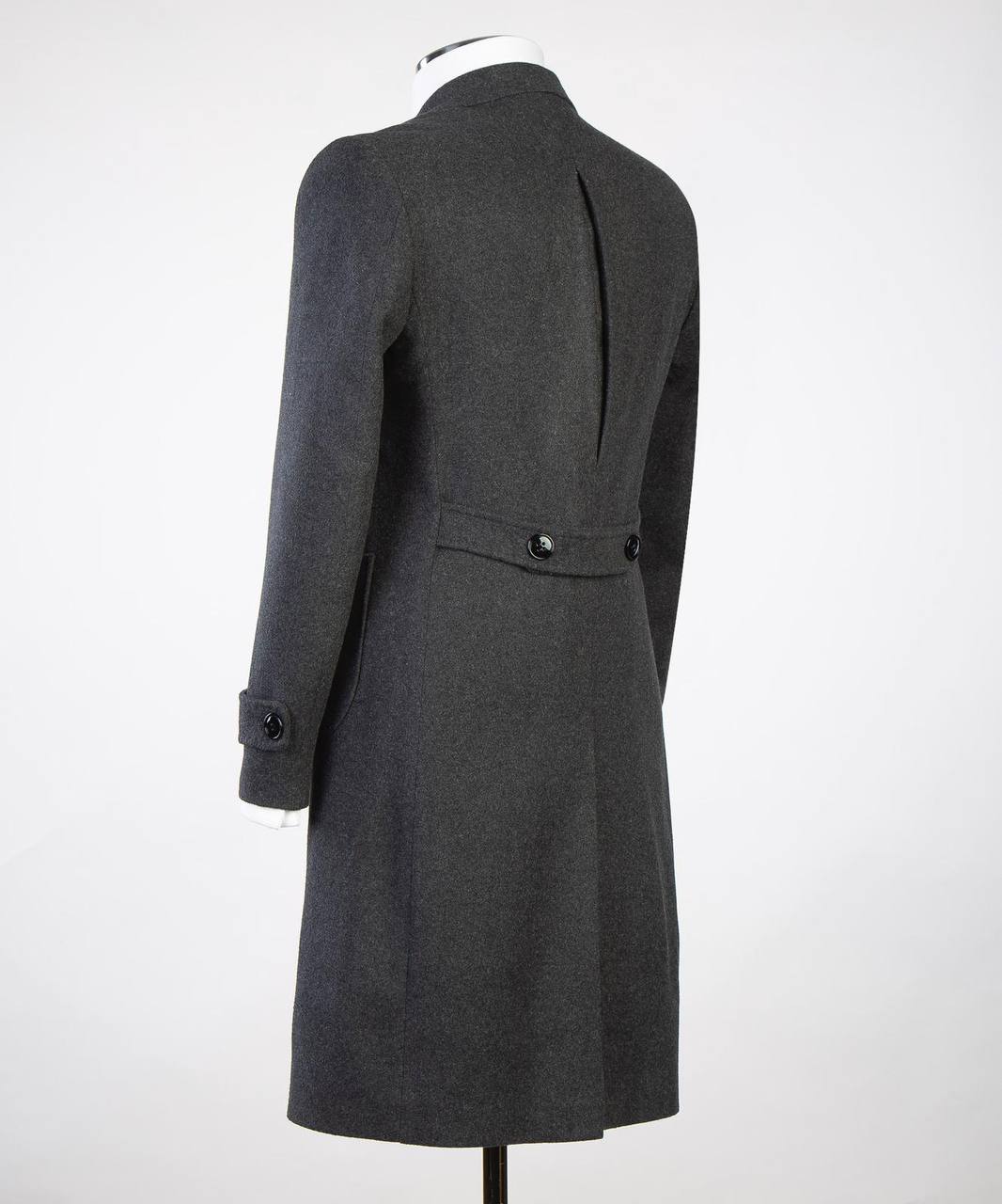 Charcoal Gray Double Breasted Coat - detail view