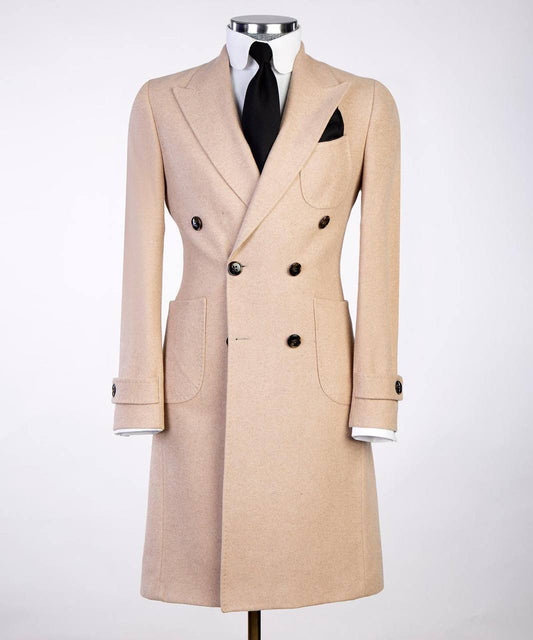 Beige Double Breasted Coat
