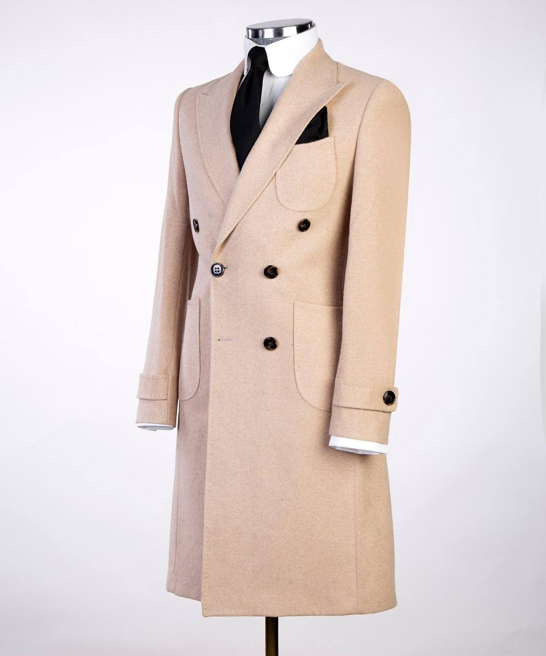 Beige Double Breasted Coat
