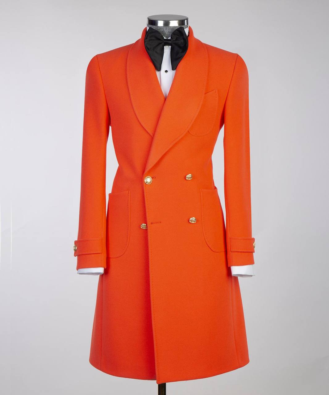 Flame Orange Double Breasted Coat - alternate angle