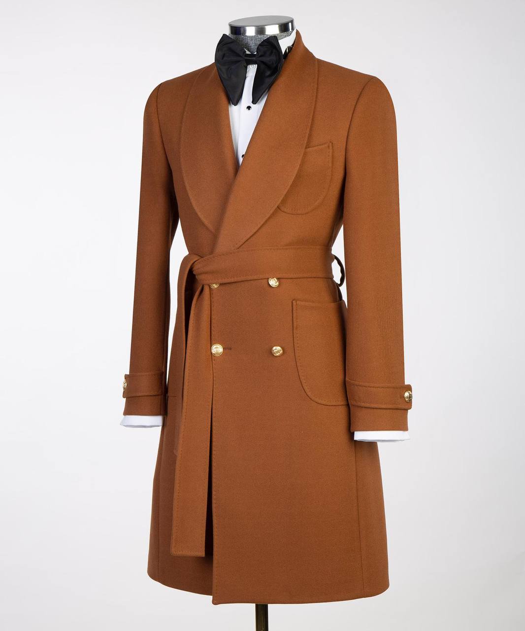 Chestnut Brown Double Breasted Coat - side view