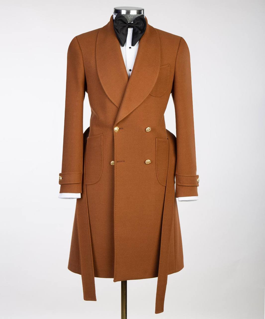 Chestnut Brown Double Breasted Coat - detail view