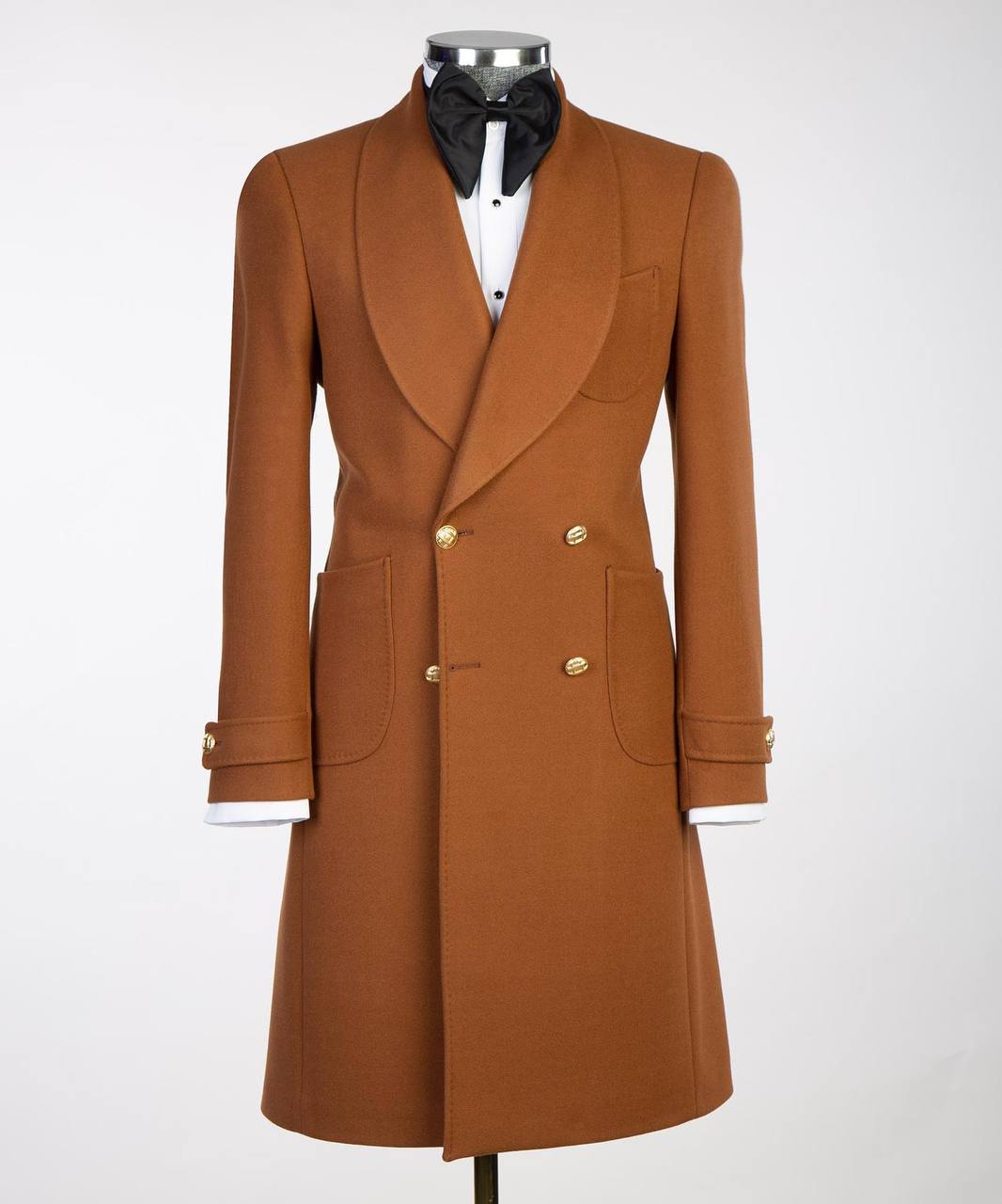 Chestnut Brown Double Breasted Coat - alternate angle