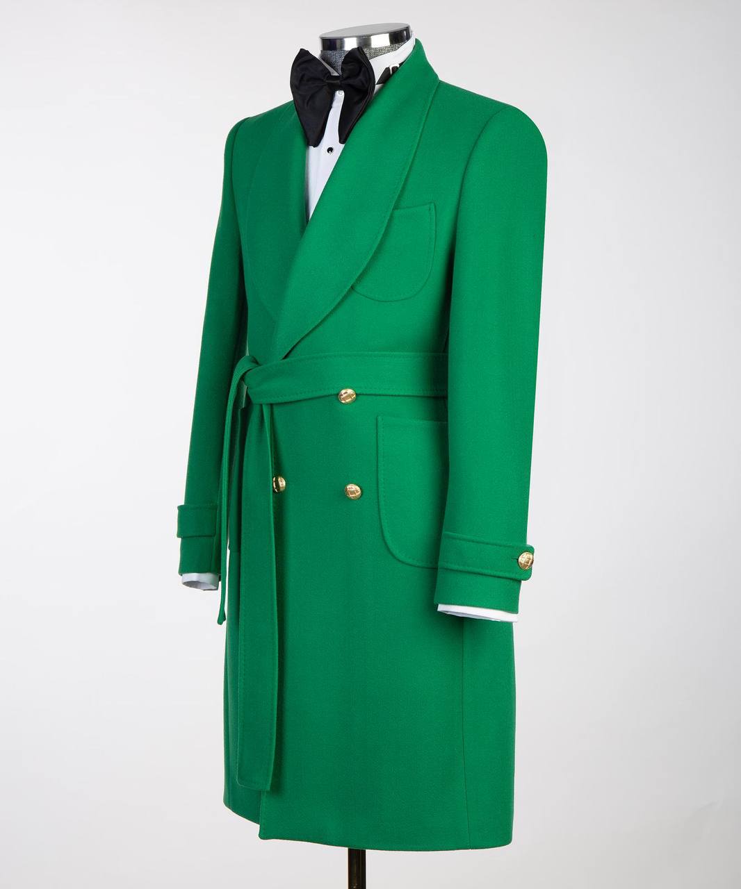 Emerald Green Double Breasted Coat - side view