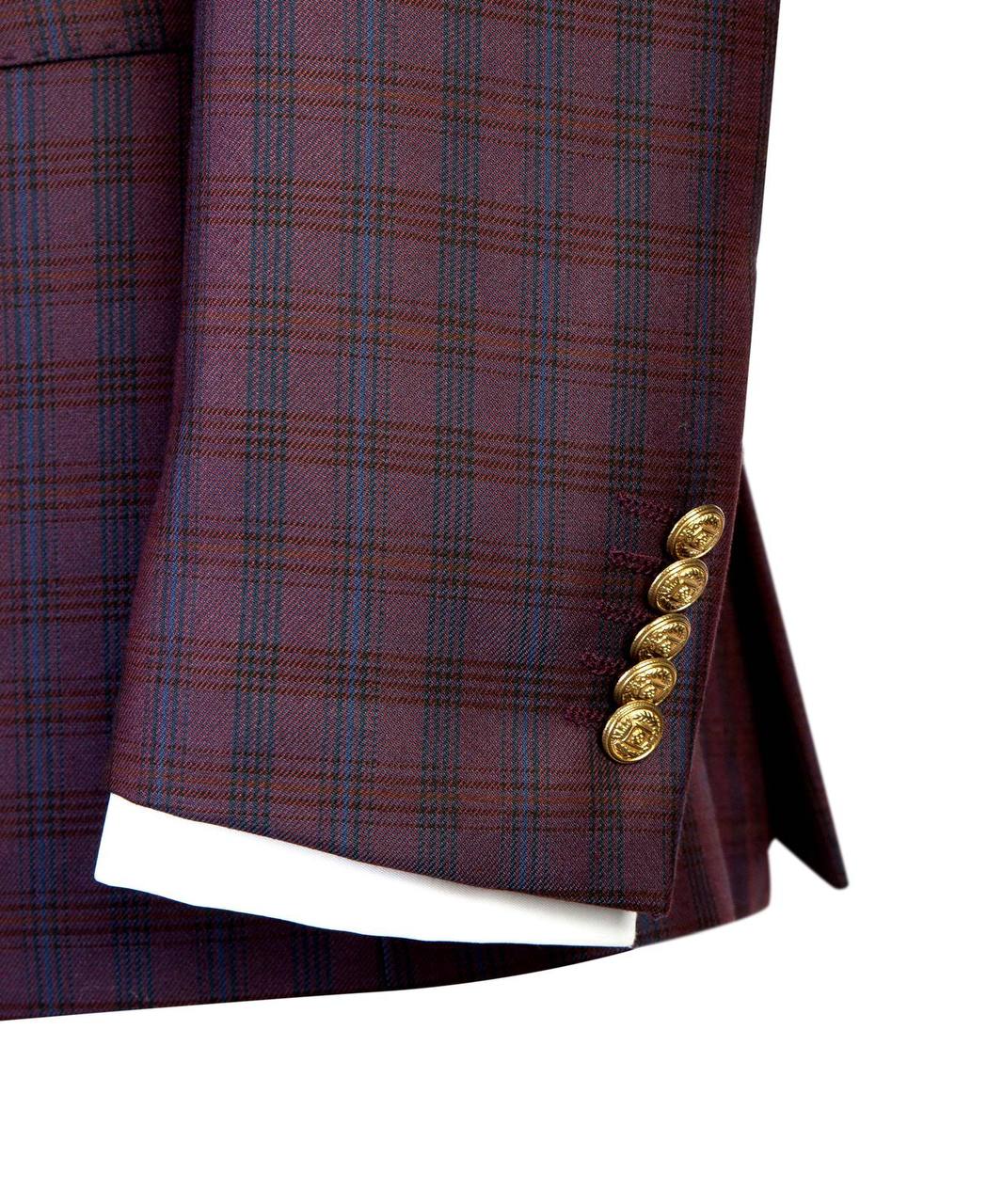 Burgundy & Navy Plaid Double Breasted Suit