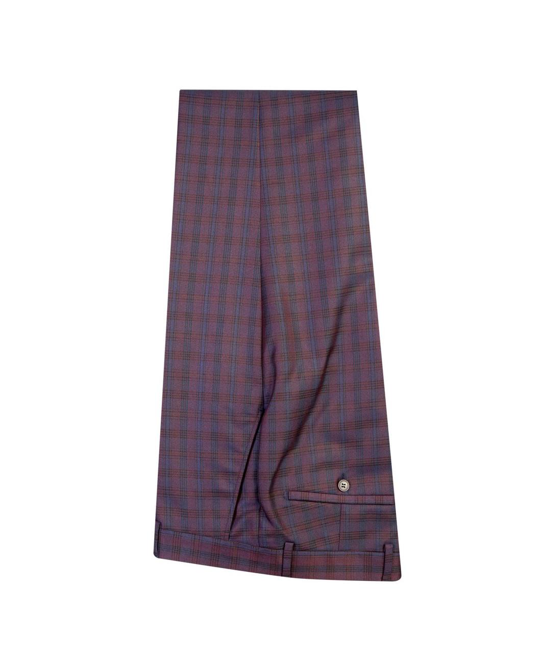 Burgundy & Navy Plaid Double Breasted Suit