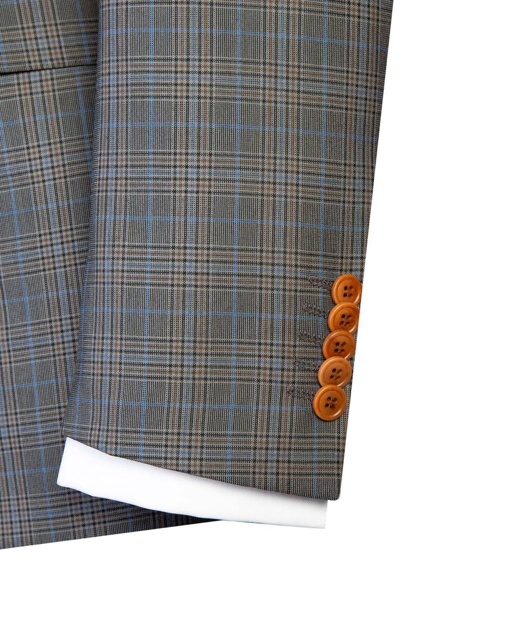 Grey & Blue Windowpane Double Breasted Suit