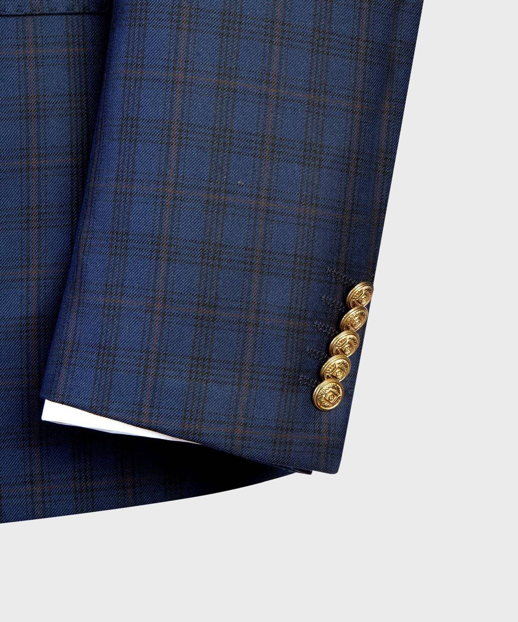 Navy Blue & Charcoal Plaid Double Breasted Suit