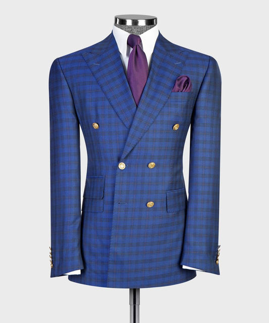Royal Blue & Midnight Plaid Breasted Suit