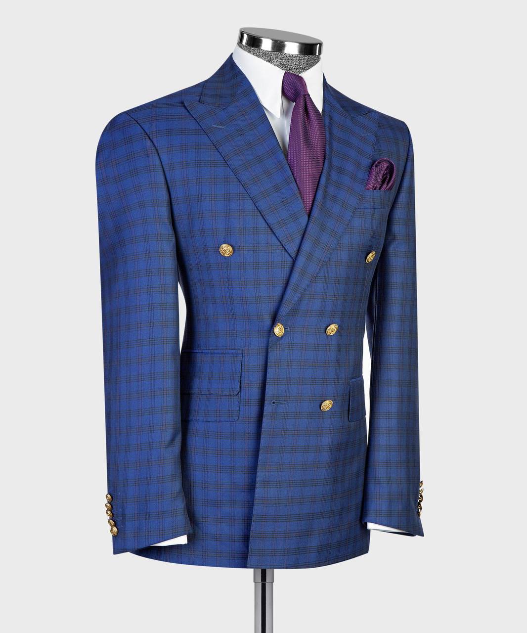 Royal Blue & Midnight Plaid Breasted Suit