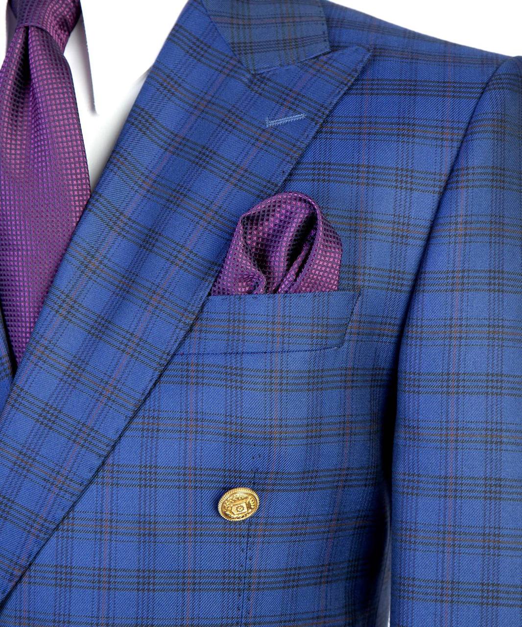 Royal Blue & Midnight Plaid Breasted Suit