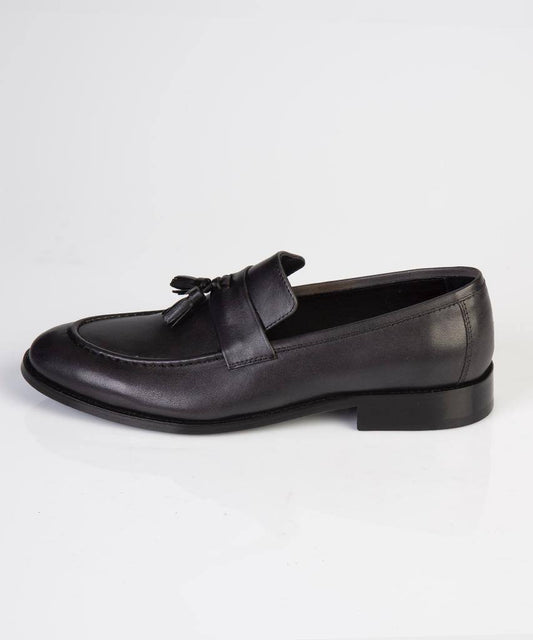 Classic Black Tassel Loafers – 100% Turkish Leather