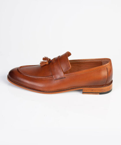 Chestnut Brown Tassel Loafers - 100% Turkish Leather - front view - The Third Gentleman