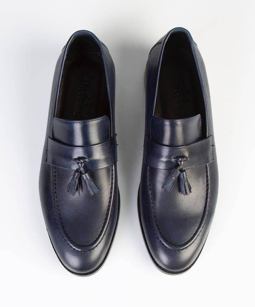 Midnight Navy Tassel Loafers – 100% Turkish Leather